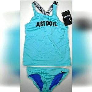 Nike Two-Piece Swim Set, Turquoise, Girl's Small